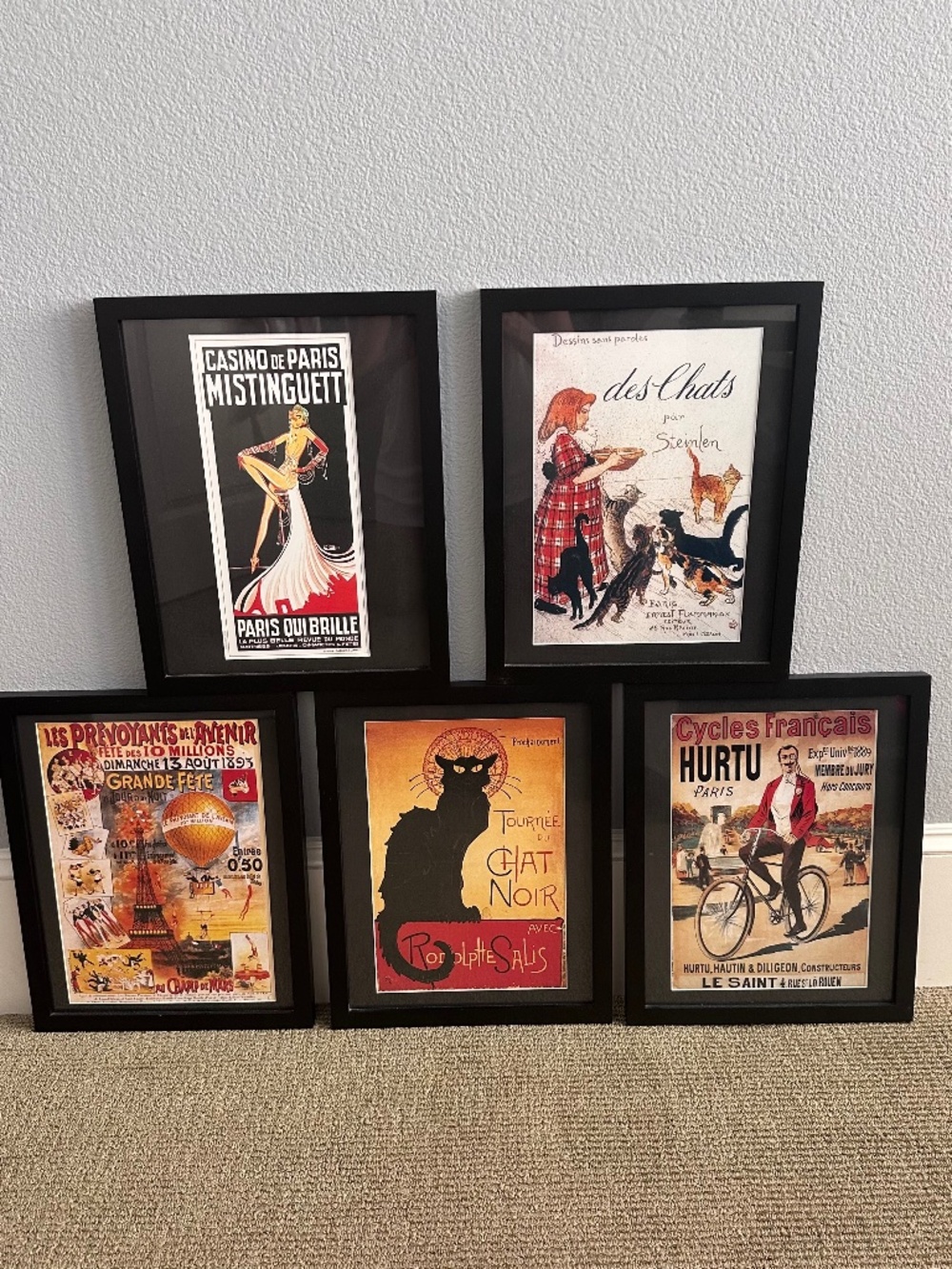 5 Framed Vintage French Art Prints